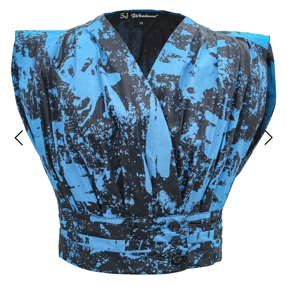 Cross-Heart Crop Top In Cotton - Blue